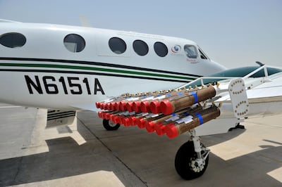 Provided photo of cloud seeding operations in the UAE 

Courtesy National Centre for Meteorology and Seismology *** Local Caption ***  D3S_3778.JPG