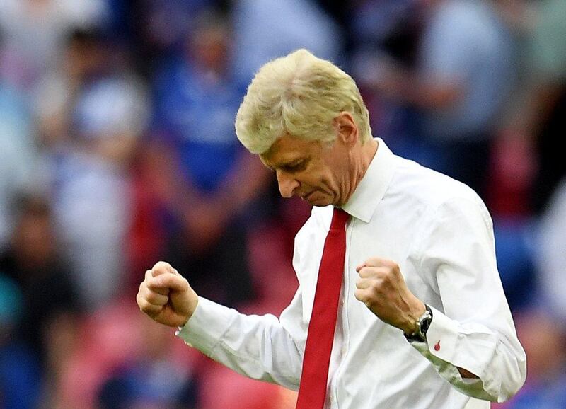 rsenal manager Arsene Wenger reacts after Arsenal's 2-1 win during the FA Cup final against Chelsea at Wembley Stadium in London, Britain, 27 May 2017. Andy Rain / EPA