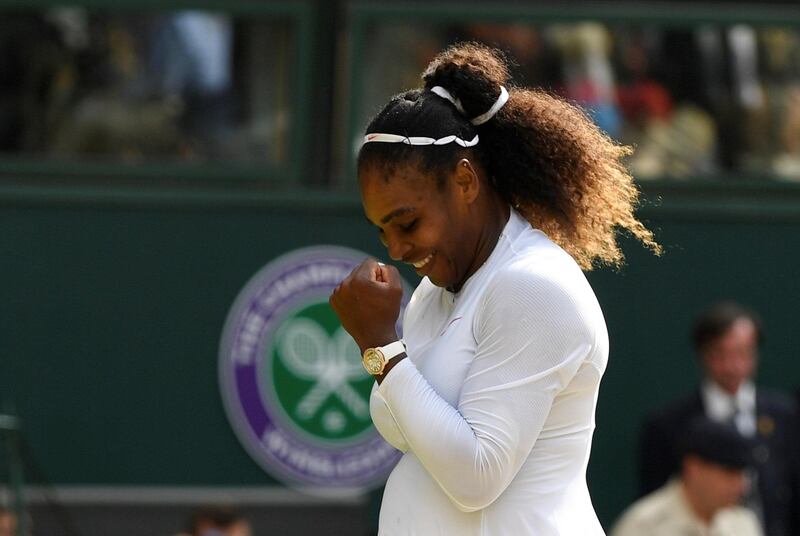Tennis - Wimbledon - All England Lawn Tennis and Croquet Club, London, Britain - July 12, 2018  Serena Williams of the U.S. celebrates winning her semi final match against Germany's Julia Goerges    REUTERS/Tony O'Brien