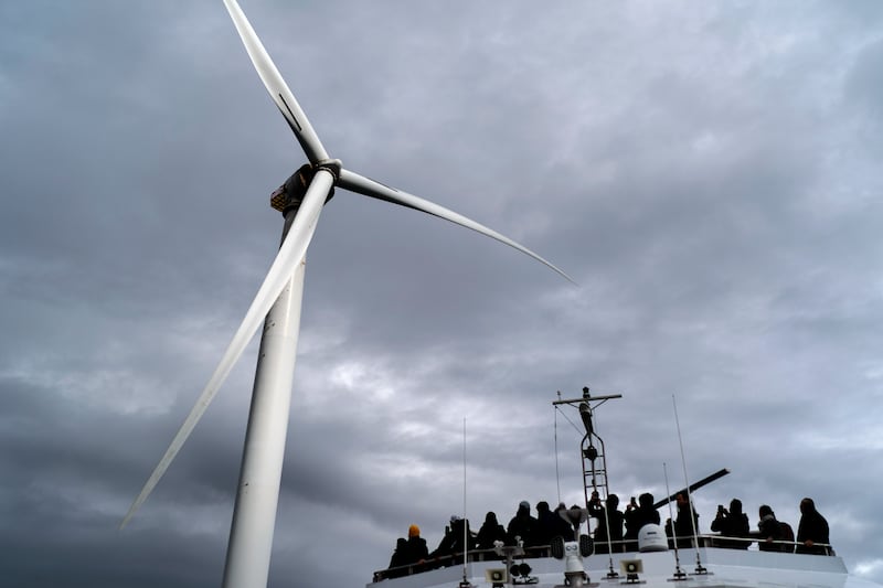 A wind turbine at an offshore wind farm in the US. Global offshore wind investments are set to surge this decade as countries aim for carbon neutrality. AP