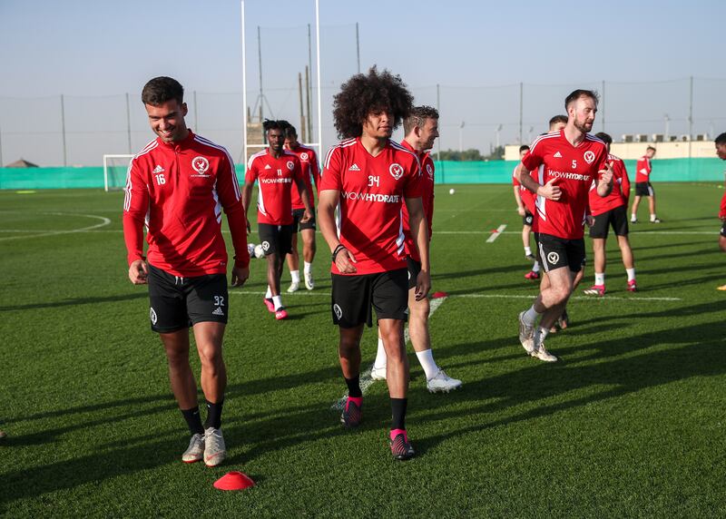 Gulf United players during a training session in Dubai.