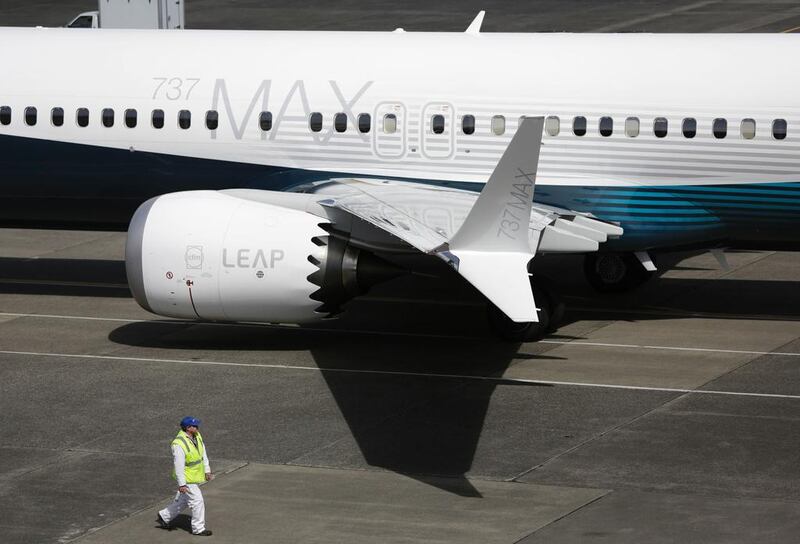 A Boeing 737 MAX with a Leap engine. The plane maker has restarted some flights after engine problems led to the aircraft being grounded. Jason Redmond / AFP

