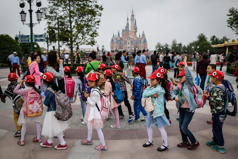 Children touring at Shanghai Disney Resort during its trial operation. The themed resort is planned to open its doors to visitors on 16 June. Courtesy EPA