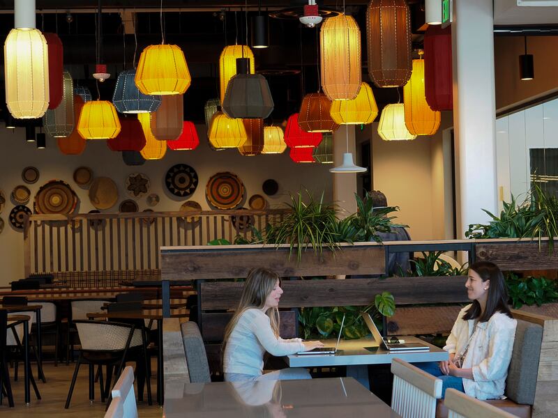 Google employees in the cafeteria area in Mountain View, California. EPA