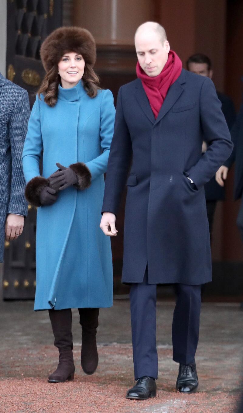 Catherine, Duchess of Cambridge and Prince William, Duke of Cambridge exit the Royal Palace. Chris Jackson / Getty Images