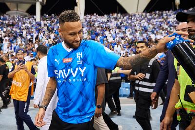 Neymar meets fans at the Prince Faisal Bin Fahad on August 19, 2023. Adam Nurkiewicz / Getty Images