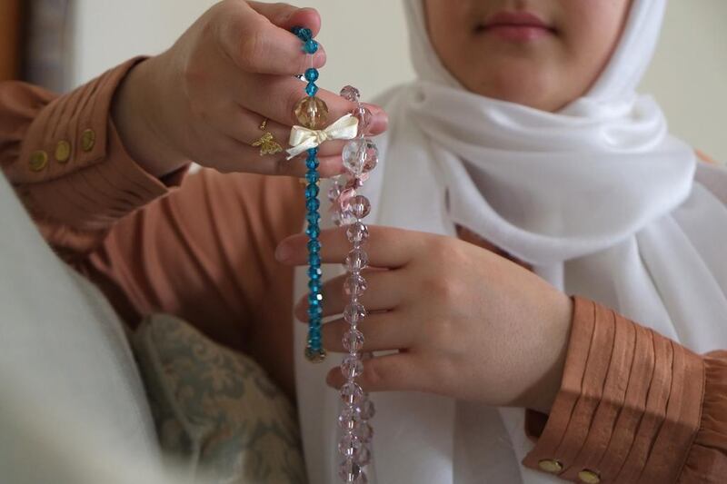 Prayer beads suitable for Ramadan are being made by Somaiya Nabil after she was inspired by a visit to Dragon Mart in Dubai. Delores Johnson / The National