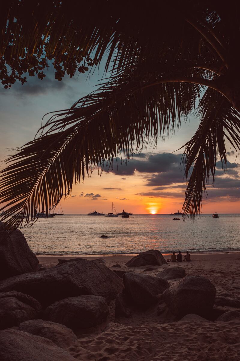 The Pansea Beach at sunset.