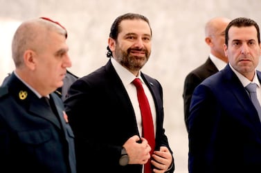 Lebanese Prime Minister Saad Hariri arrives to attend the first cabinet meeting at the presidential palace in Baabda, east of the capital Beirut on February 2, 2019. AFP