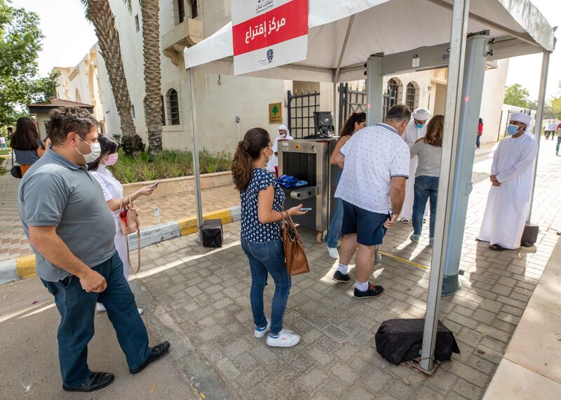 Lebanese voters at the Embassy of Lebanon in Abu Dhabi. Victor Besa / The National