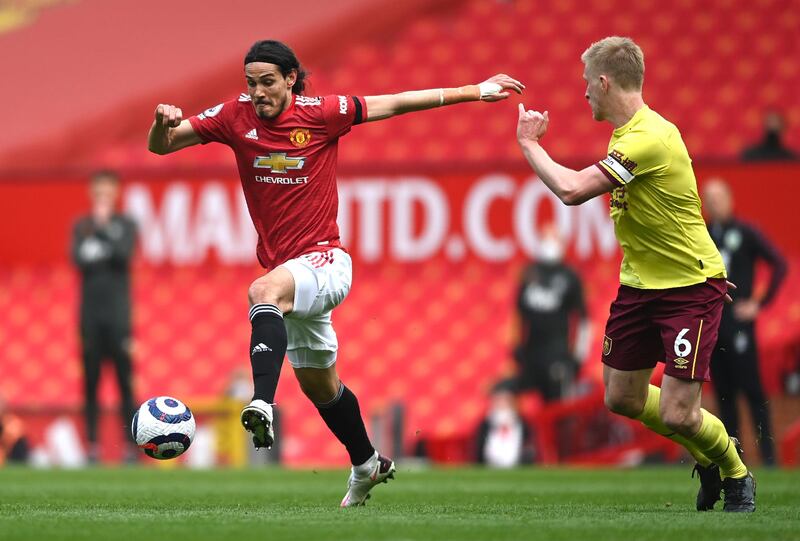 United's Edinson Cavani on the attack at Old Trafford