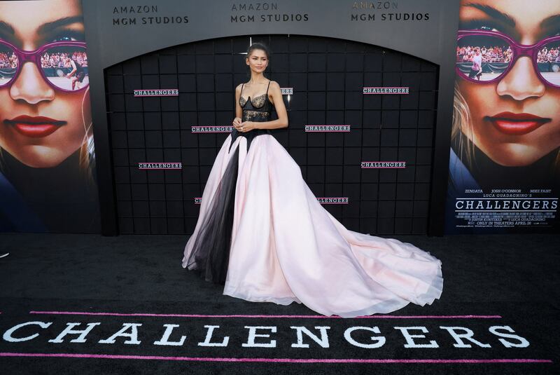 Zendaya wearing Vera Wang at the premiere of Challengers in Los Angeles on April 16, 2024. Reuters