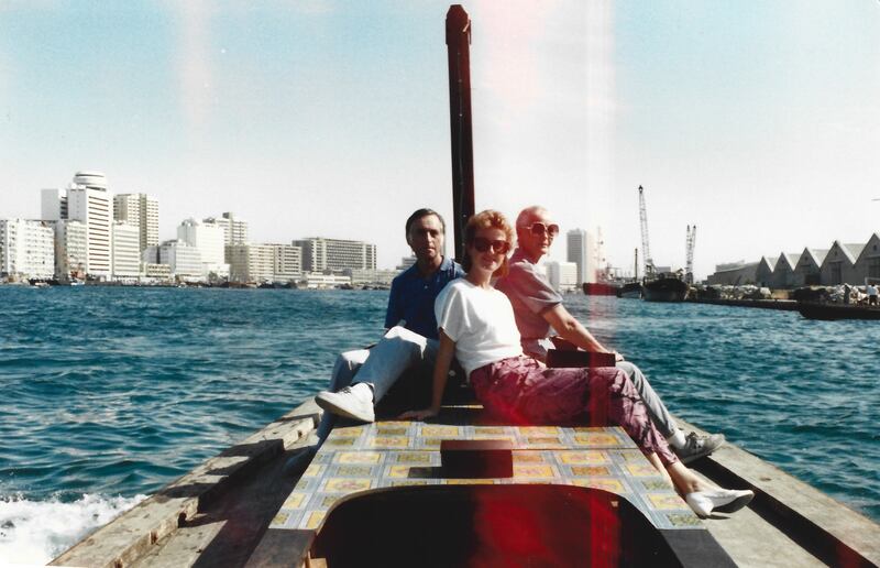 Linda Ford on Dubai Creek in the 1980s, with Deira on the left and Bur Dubai on the right