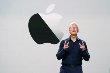 Apple chief executive Tim Cook during the virtual WWDC on Monday. AFP