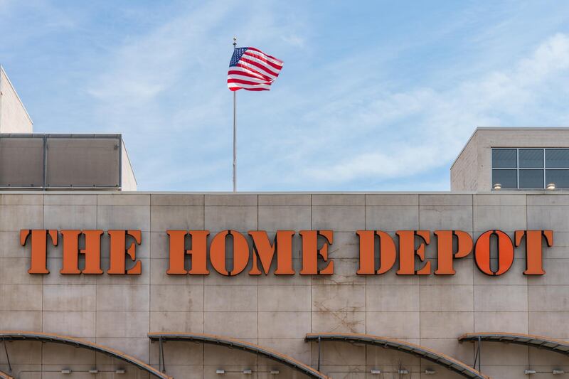 Signage is displayed on a Home Depot Inc. store in Jersey City, New Jersey, U.S., on Friday, Aug. 14, 2020. Home Depot is scheduled to release earnings figures on August 18. Photographer: Jeenah Moon/Bloomberg