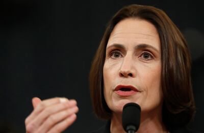 Former White House national security aide Fiona Hill, testifies before the House Intelligence Committee on Capitol Hill in Washington, on November 21, 2019. AP 