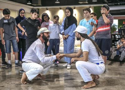 December 9, 2017. Academic City, Dubai.  Capoeira/sustainability workshop for children and Knowledge and Human Development Authority staff.
Victor Besa for The National
National
Reporter:  Haneen Dajan