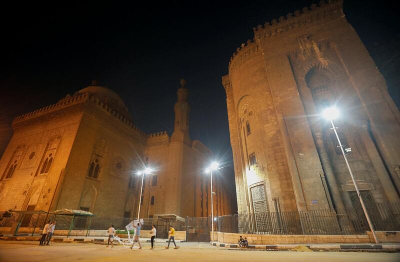 A view of the closed Al Sultan Hassan and Al-Refaie mosques in the old Islamic area of Cairo, amidst concerns about the spread of the coronavirus disease (COVID-19), in Cairo, Egypt May 10, 2020. Picture taken May 10, 2020. REUTERS/Mohamed Abd El Ghany