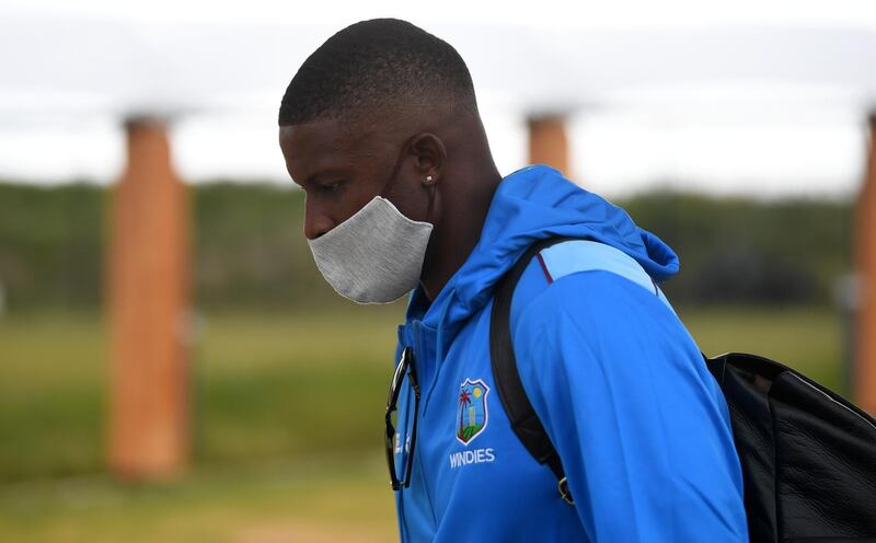 West Indies captain Jason Holder arrives at Manchester Airport. Getty