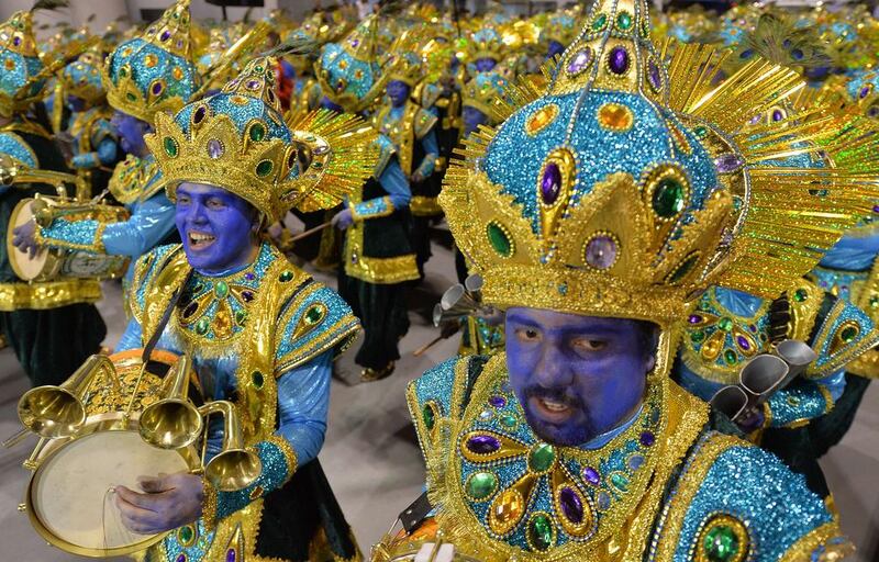 Revellers of the Mocidade Alegre samba school. Nelson Almeida / AFP Photo