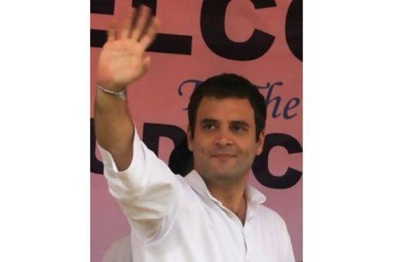 Rahul Gandhi appears at an election rally in April for the Congress candidate Sankar Malakar, who, unlike several others backed by Gandhi, would go on to win his constituency. Diptendu Dutta / AFP