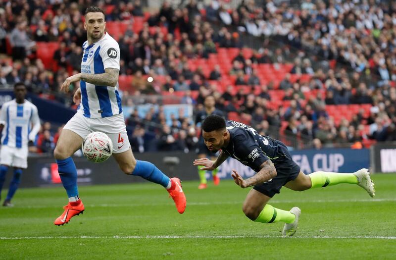 Manchester City's Gabriel Jesus scores the opening goal. AP Photo