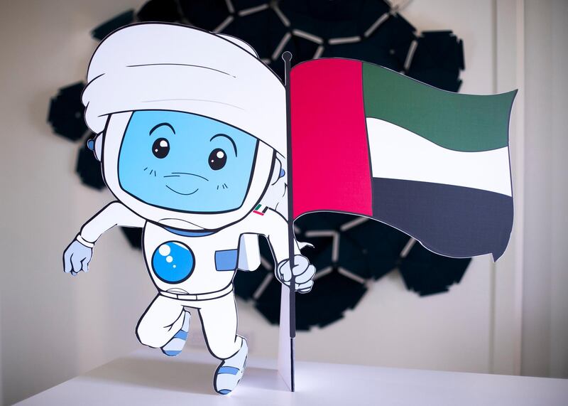 DUBAI, UNITED ARAB EMIRATES.  29 NOVEMBER 2020. 
Print cut out of Suhail, a mascot of the Mohammed Bin Rashid Space Centre (MBRSC). Suhail accompanied Emirati astronaut Hazza Al Mansoori on his space mission.
(Photo: Reem Mohammed/The National)

Reporter:
Section: