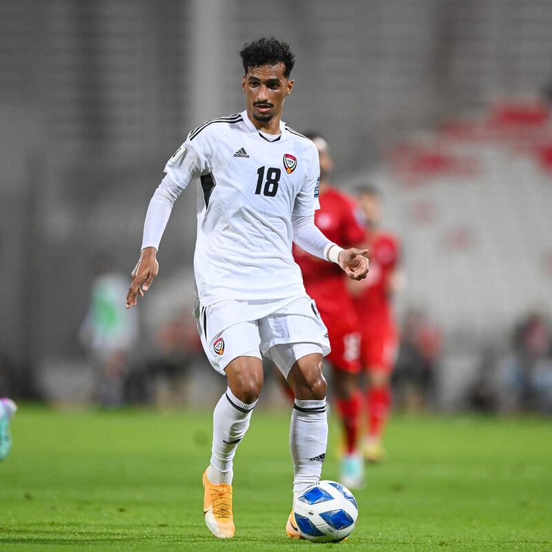 UAE goalscorer Abdalla Ramadan gets on the ball. Photo: UAE FA