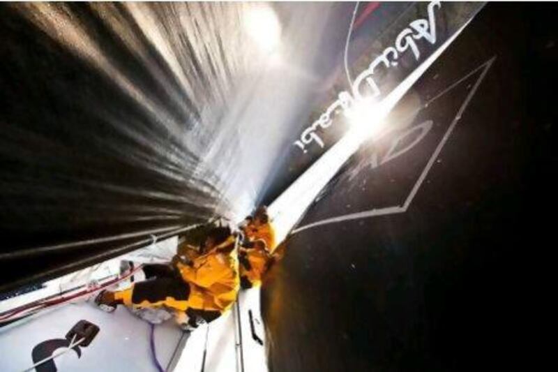 A course diversion and the changing wind kept the crew aboard Azzam busy changing sails.