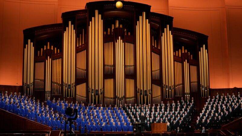 Members of the Tabernacle Choir perform at the conference of the Church of Jesus Christ of Latter-day Saints, in Temple Square, Salt Lake City, Utah. AP