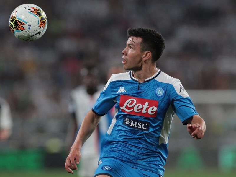 Hirving Lozano of Napoli controls the ball against Juventus. Getty Images