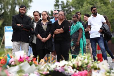 CHRISTCHURCH, NEW ZEALAND - MARCH 16: Locals mourn and leave tributes at Deans Rd near the Al Noor mosque on March 16, 2019 in Christchurch, New Zealand. At least 49 people are confirmed dead, with more than 40 people injured following attacks on two mosques in Christchurch on Friday afternoon. 41 of the victims were killed at Al Noor mosque on Deans Avenue and seven died at Linwood mosque. Another victim died later in Christchurch hospital. Three people are in custody over the mass shootings. One man has been charged with murder.  (Photo by Fiona Goodall/Getty Images)