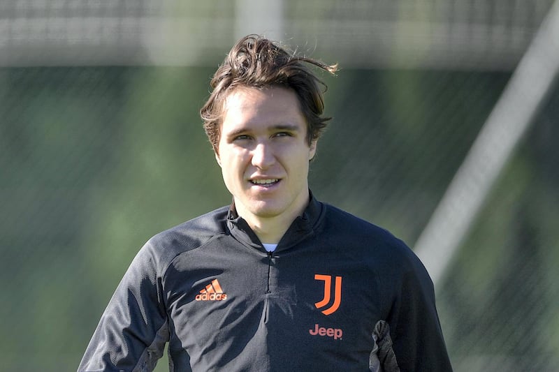TURIN, ITALY - OCTOBER 27: Juventus player Federico Chiesa during the UEFA Champions League training session at JTC on October 27, 2020 in Turin, Italy. (Photo by Daniele Badolato - Juventus FC/Juventus FC via Getty Images)