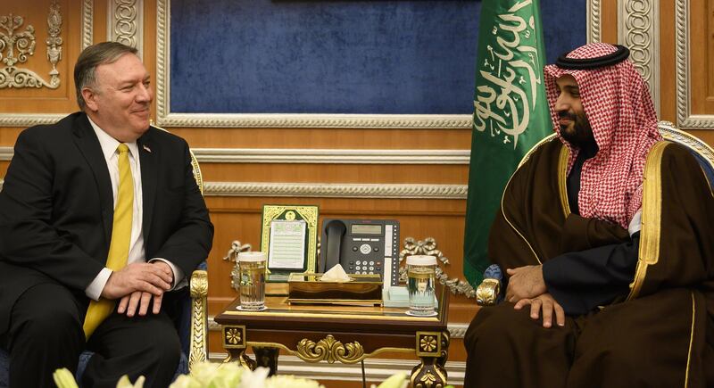 US Secretary of State Mike Pompeo meets with Saudi Crown Prince Mohammed bin Salman in Riyadh, Saudi Arabia. Reuters