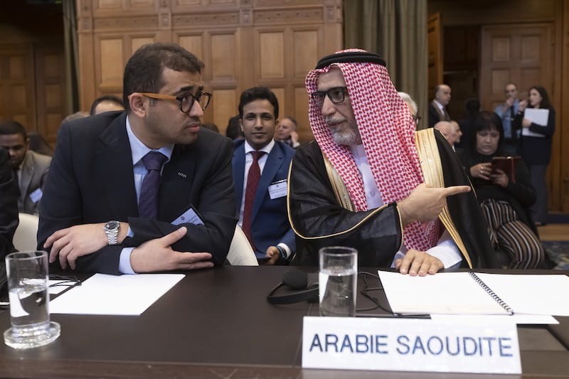Ziad Al Attiyah, Saudi Arabia’s ambassador to the Netherlands, at the ICJ hearings in The Hague. Getty Images