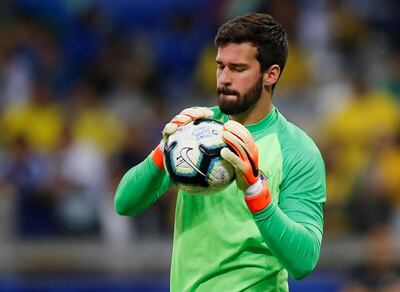 Soccer Football - Copa America Brazil 2019 - Semi Final - Brazil v Argentina - Mineirao Stadium, Belo Horizonte, Brazil - July 2, 2019   Brazil's Alisson during the warm up before the match  REUTERS/Luisa Gonzalez