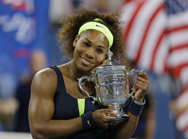 Serena Williams after defeating Victoria Azarenka at the 2012 US Open final. AP