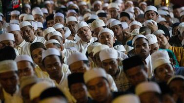 Muslims perform Qiyam Al Layl, the night prayers held during the last 10 days of Ramadan, in Bogor, Indonesia's West Java province. AFP