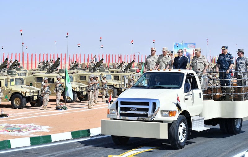 Egyptian President Abdel Fattah El Sisi inspects military units in Suez on October 25. All photos: Egyptian Presidency / Reuters