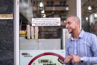 Foul W Hummus gives free food to those in need daily. Reem Mohammed / The National