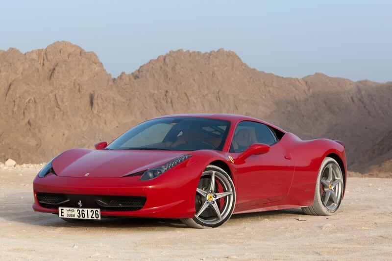 June 3, 2011 - A Ferrari 458 Italia at Jebel Hafeet in Al Ain, United Arab Emirares. Pawel Dwulit / The National