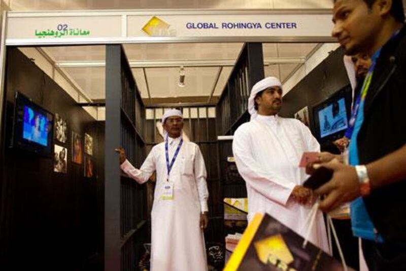 Dubai, United Arab Emirates, March 27, 2013:    Global Rohingya Center booth at the Dubai International Humanitarian Aid and Development (DIHAD) conference at the Dubai International Convention & Exhibition Centre in Dubai on March 27, 2013. The organization is trying to bring to light the plight of the Rohingya ethnic group from the state of Rakhine in Burma who are recognized by the United Nations as one of the most persecuted minorities in the world.  Christopher Pike / The National