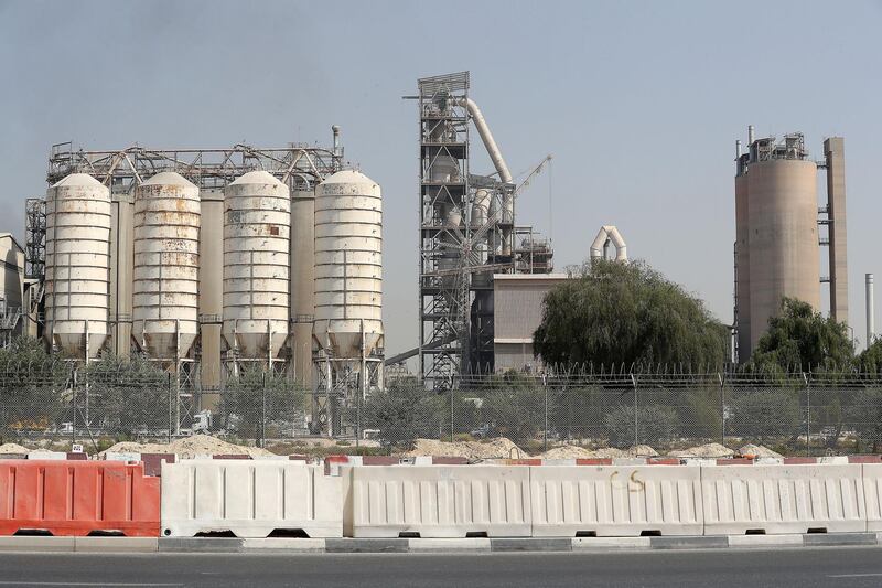 DUBAI , UNITED ARAB EMIRATES , OCT 30   – 2017 :- View of the National Cement Factory in Al Quoz Industrial Area in Dubai. (Pawan Singh / The National) Story by Nick Leech