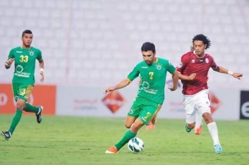 Azizbek Haydarov, left, will be the only international player in an Al Shabab uniform on Wednesday night. Al Ittihad
