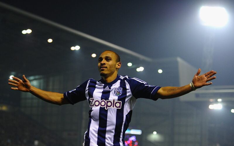WEST BROMWICH, ENGLAND - NOVEMBER 05:  Peter Odemwingie of West Bromwich Albion celebrates scoring his team's second goal during the Barclays Premier League match between West Bromwich Albion and Southampton at The Hawthorns on November 5, 2012 in West Bromwich, England.  (Photo by Laurence Griffiths/Getty Images) *** Local Caption ***  155578729.jpg