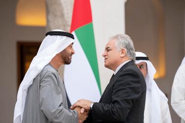 HH Sheikh Mohamed bin Zayed, Crown Prince of Abu Dhabi and Deputy Supreme Commander of the UAE Armed Forces, meets Afghan ambassador to the UAE, Abdul Farid Zikria. Courtesy UAE Ministry of Foreign Affairs