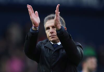 Soccer Football - Premier League - West Bromwich Albion vs Leicester City - The Hawthorns, West Bromwich, Britain - March 10, 2018   Leicester City manager Claude Puel applauds fans after the match                            REUTERS/Hannah McKay    EDITORIAL USE ONLY. No use with unauthorized audio, video, data, fixture lists, club/league logos or "live" services. Online in-match use limited to 75 images, no video emulation. No use in betting, games or single club/league/player publications.  Please contact your account representative for further details.