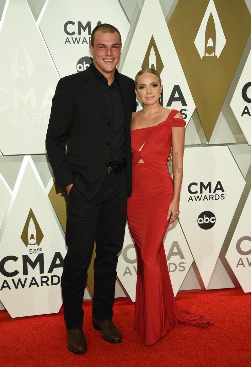 Brent Hernandez and Danielle Bradbery arrive at the 53rd annual CMA Awards in Nashville on November 13, 2019. AP
