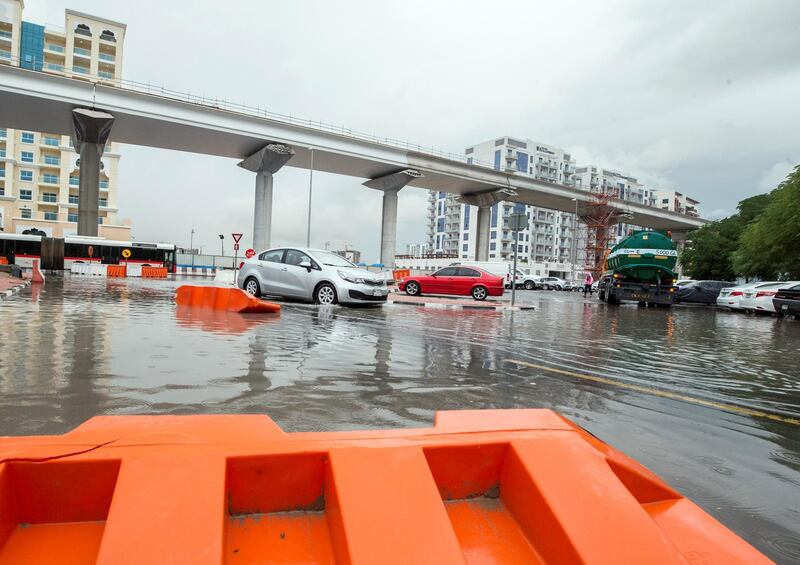 DUBAI, UNITED ARAB EMIRATES - Flooding because of rain in Discovery, Dubai.  Leslie Pableo for The National