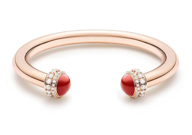 Possession bangle with pink gold and carnelian, price on request, Piaget. Courtesy Piaget